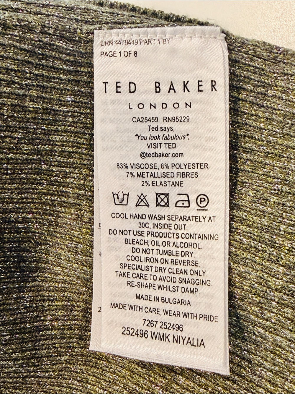 Ted Baker Ribbed V-Neck Tank - Picture 7 of 7